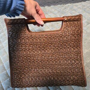 Vintage Fossil Brown woven leather bag